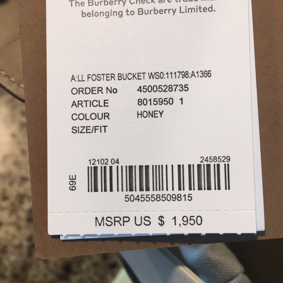 Sold on ♏️NWT Burberry Bucket 2020 Honey Bag - Picture 6 of 8